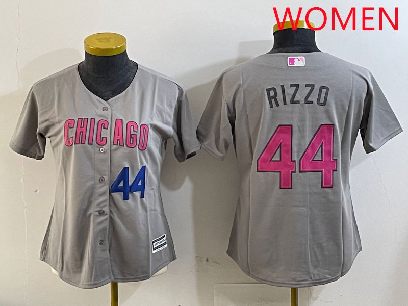 Women Chicago Cubs #44 Rizzo Grey Fashion Game 2025 Nike MLB Jersey style 2->women mlb jersey->Women Jersey